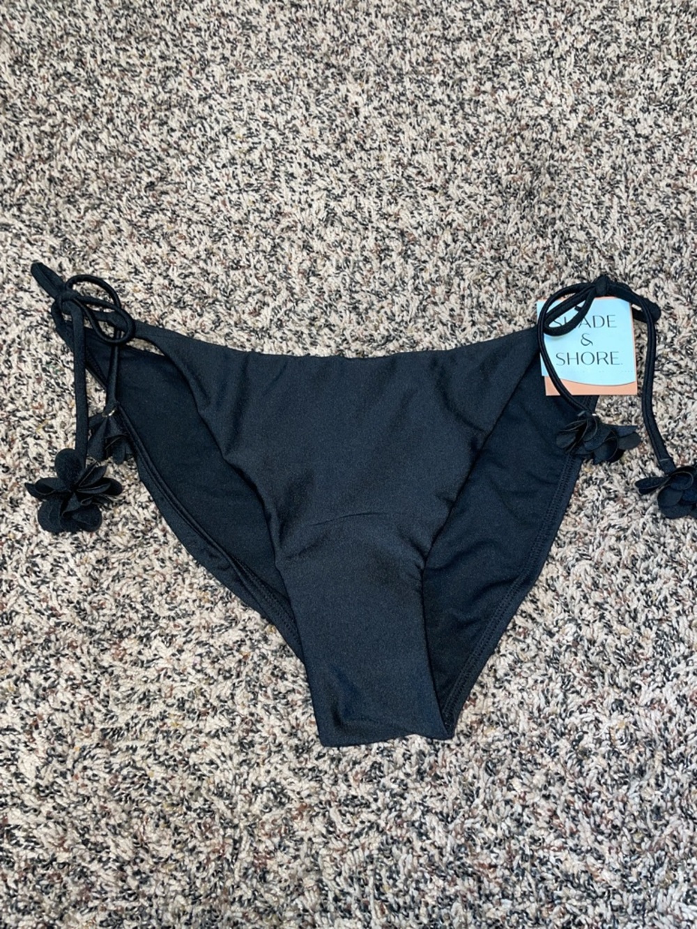 Shade & Shore Black Tie-Side Bikini Bottoms